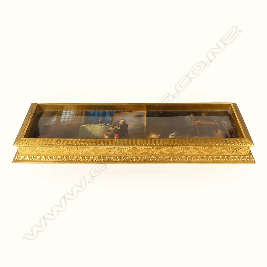 A finely painted Berlin porcelain ormolu framed paperweight Image 1++