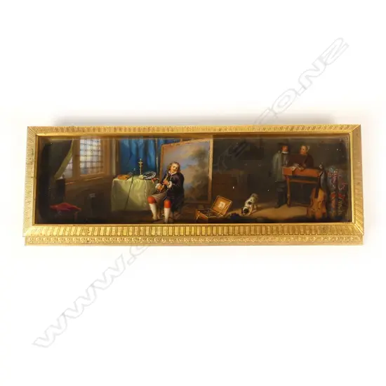 A finely painted Berlin porcelain ormolu framed paperweight