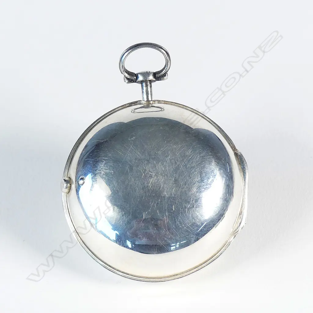 An 18thC silvered pair cased verge pocket watch by Arlaud Image 1++