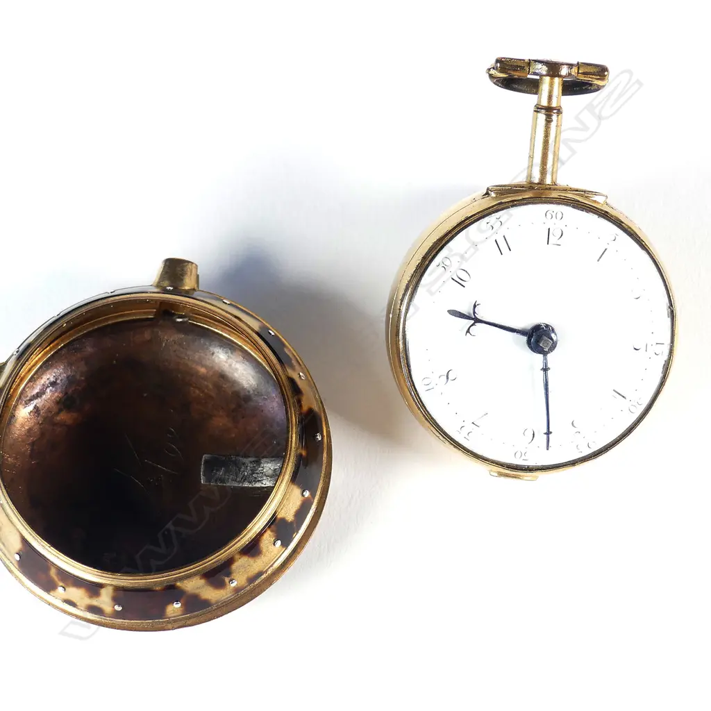An 18thC tortoiseshell pair-cased pocket watch by James Chater Image 1++