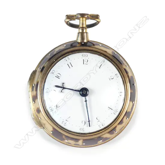 An 18thC tortoiseshell pair-cased pocket watch by James Chater