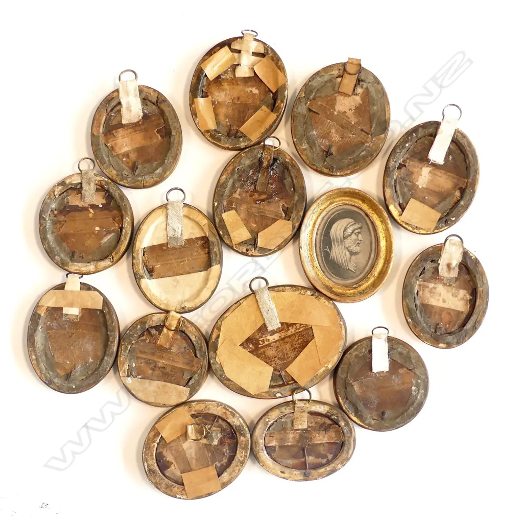 A collection of 15 miniature Georgian period classical portrait engravings Image 1++