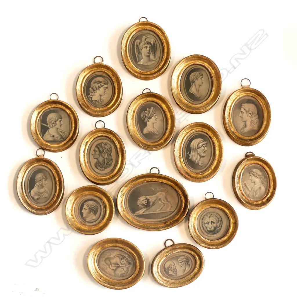 A collection of 15 miniature Georgian period classical portrait engravings Image 1++