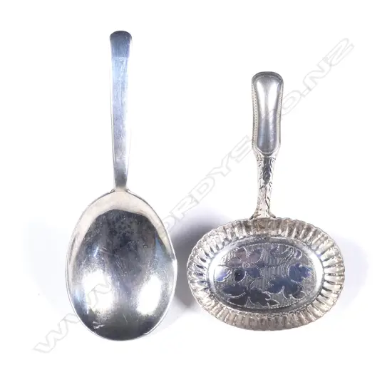 Two silver caddy spoons