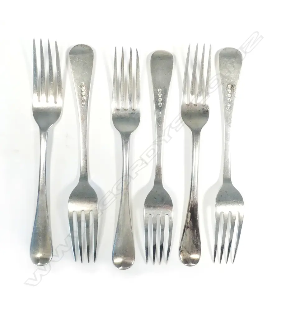 Six George III silver dinner forks Image 1++