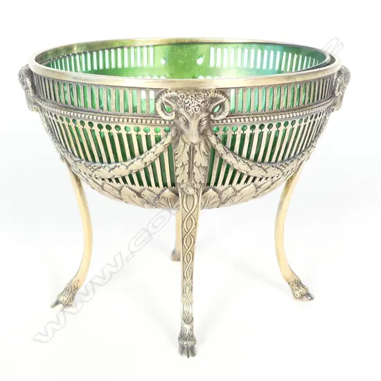 A quality Edwardian silver gilt Adams style bonbonniere raised bowl