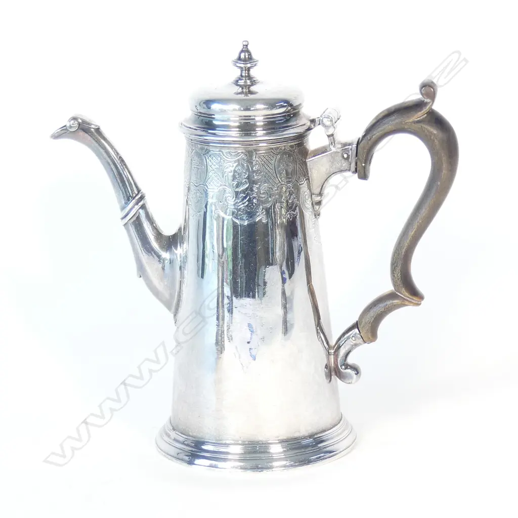 A rare early George II silver coffee pot Image 1++