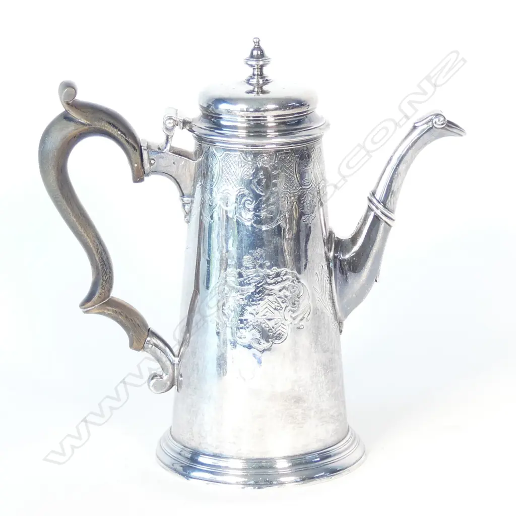 A rare early George II silver coffee pot Image 1++