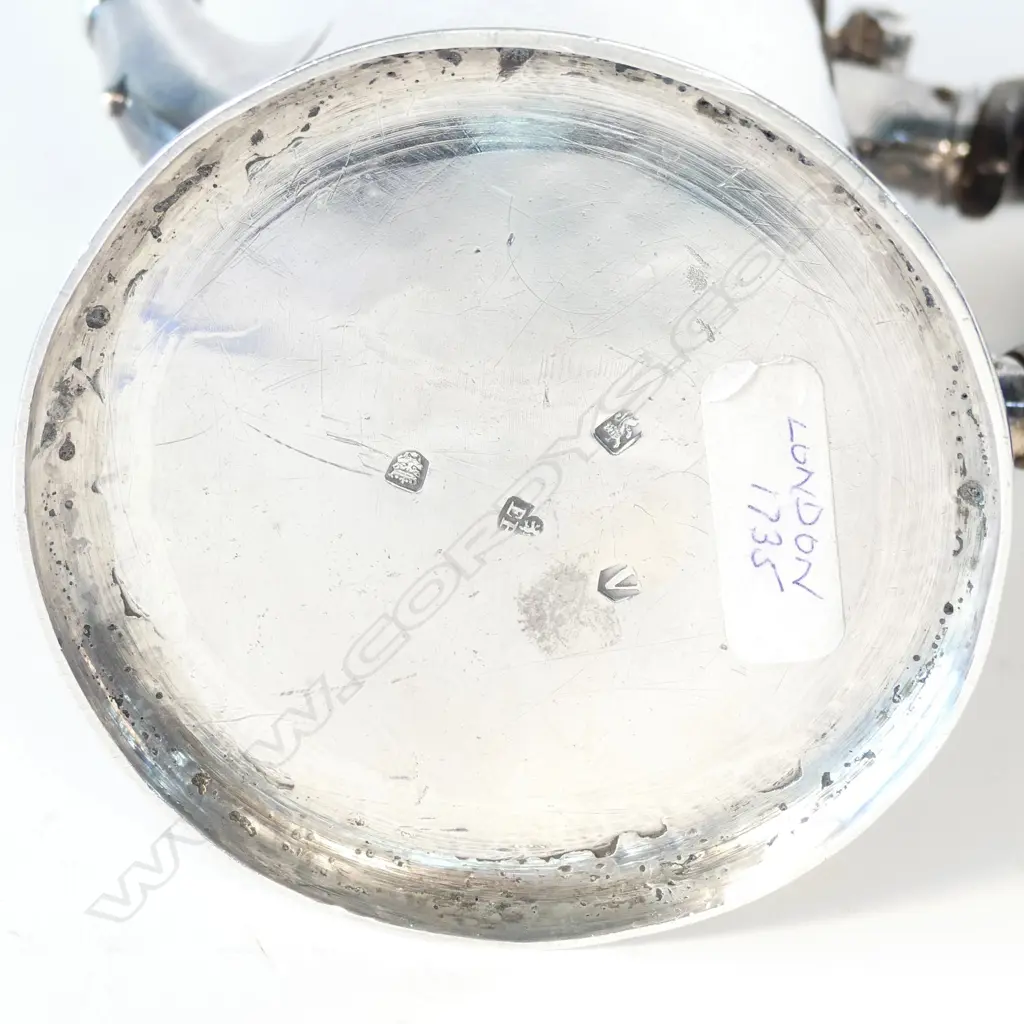 A rare early George II silver coffee pot Image 1++