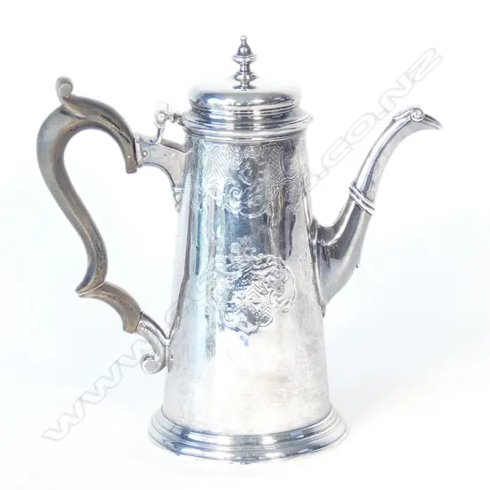 A rare early George II silver coffee pot