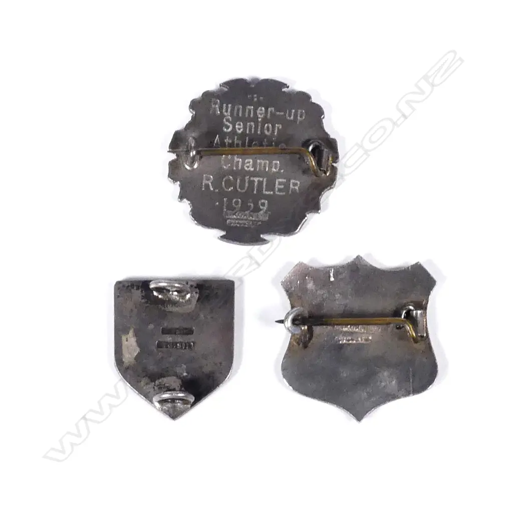 Adolf Kohn silver napkin ring and three medallions Image 1++