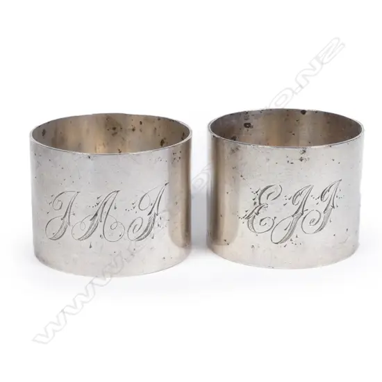 A pair of William Nettleship (Wanganui c.1879) silver napkin rings