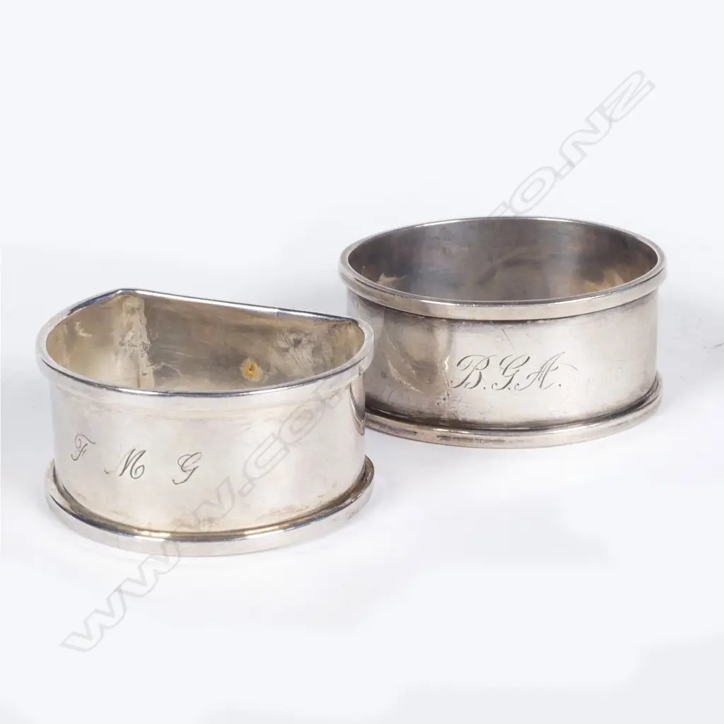 Two Joseph Swindell & Son (ChCh 1880-1905) silver napkin rings Image 1++