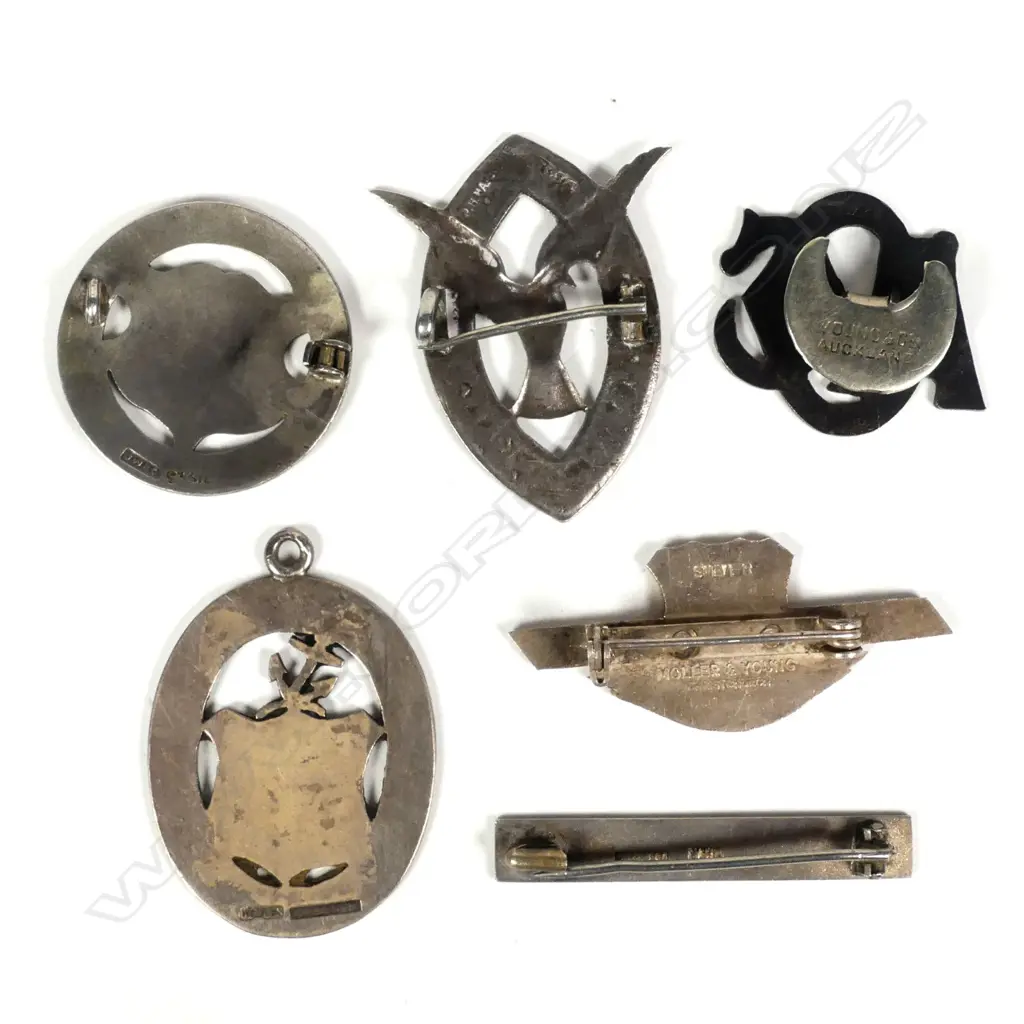 Six various NZ silver school and other badges Image 1++