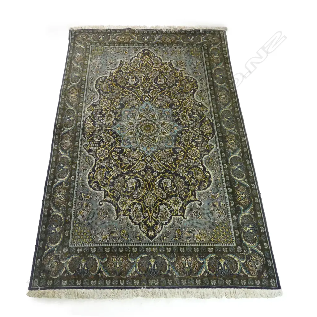 A wool and cotton mix Qum rug Image 1++