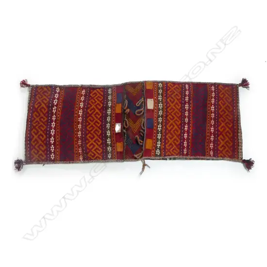 An antique tribal double saddlebag