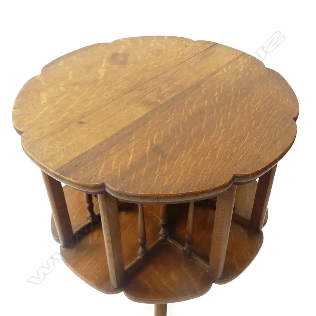 An unusual early 20thC oak revolving bookcase table Image 1++