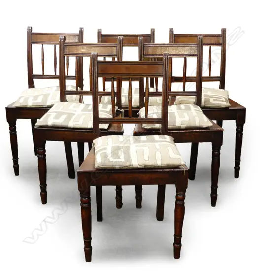 Six Victorian oak country dining chairs