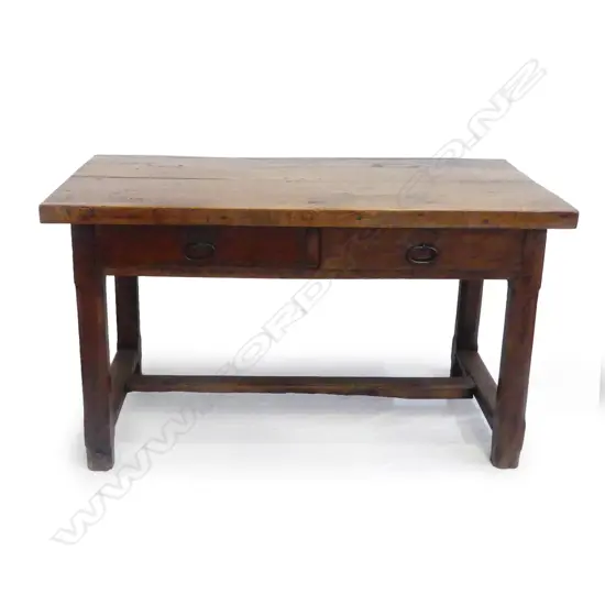 A substantial oak console table
