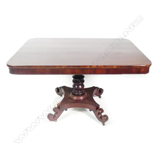 A William IV flame mahogany centre table