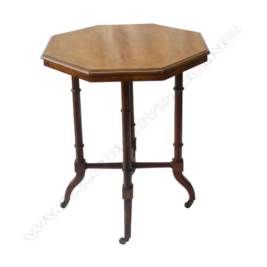 A Victorian figured walnut octagonal side table