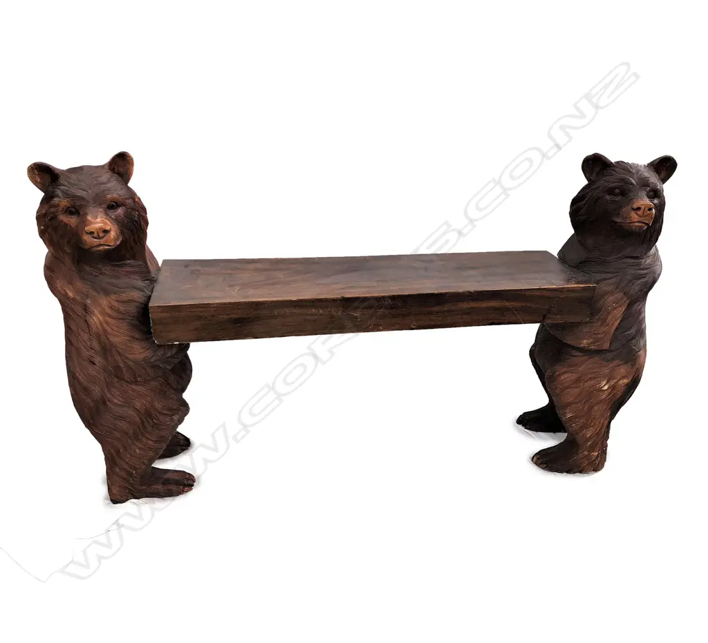 A German Black Forest style carved bear bench Image 1++