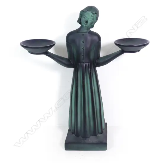 A contemporary Art Deco style 'Bird Girl' large garden sculpture