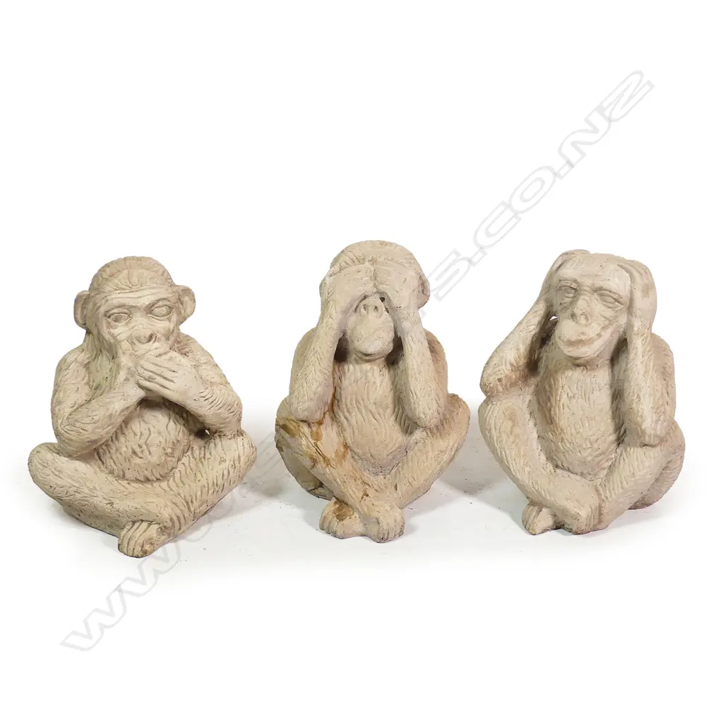 A set of three characterful pottery monkeys Image 1++