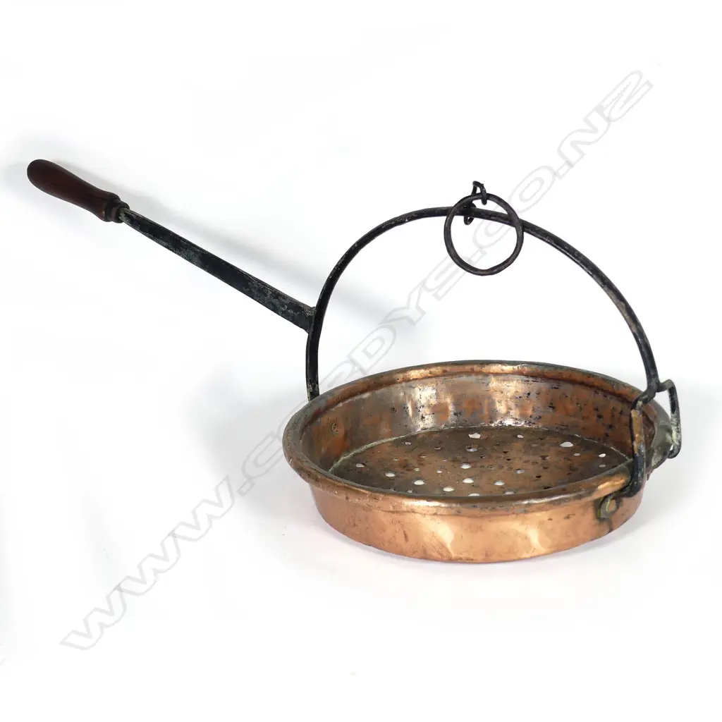 A Victorian street vendor's copper chestnut roasting pan Image 1++