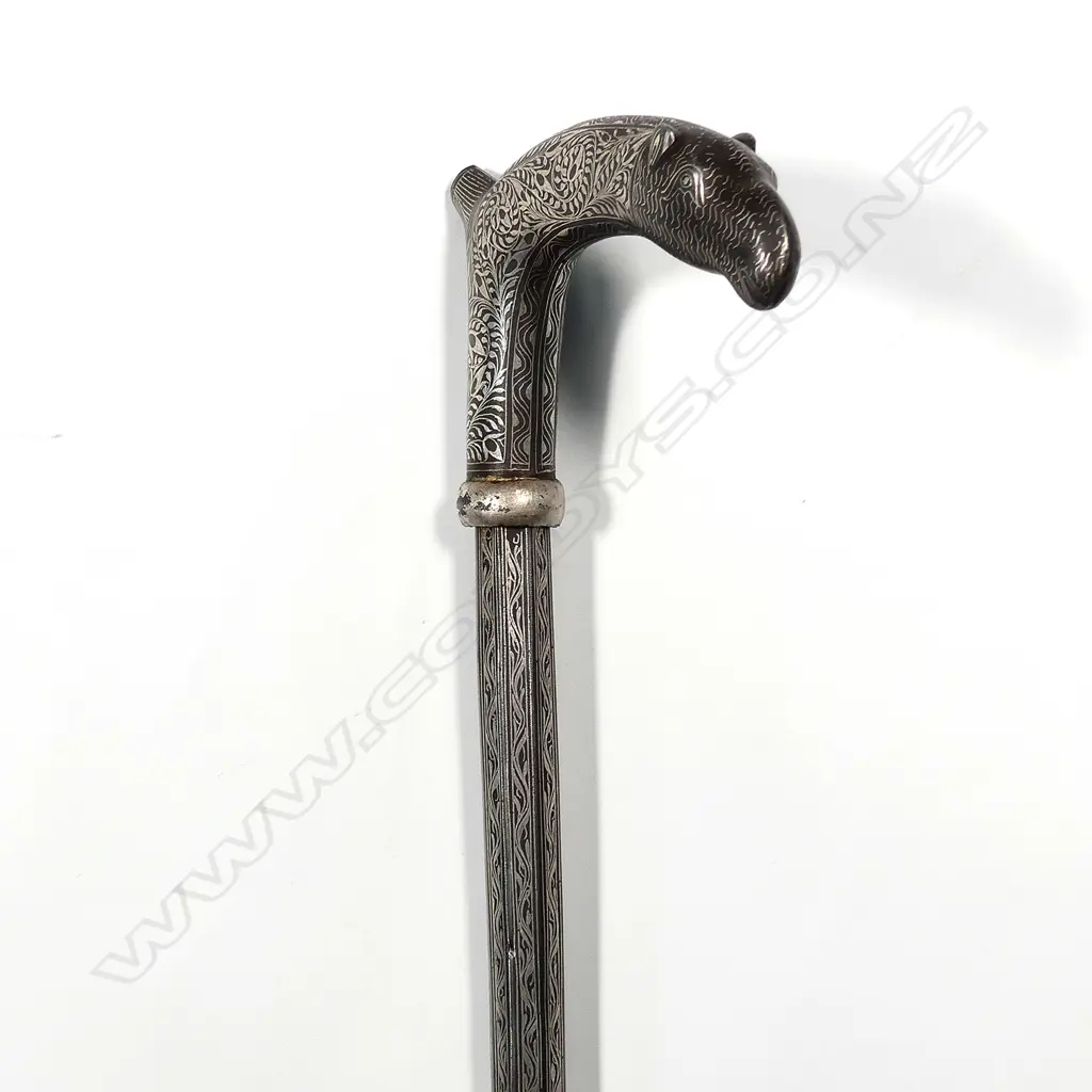 An Indo/Persian steel sword stick with niello decoration Image 1++