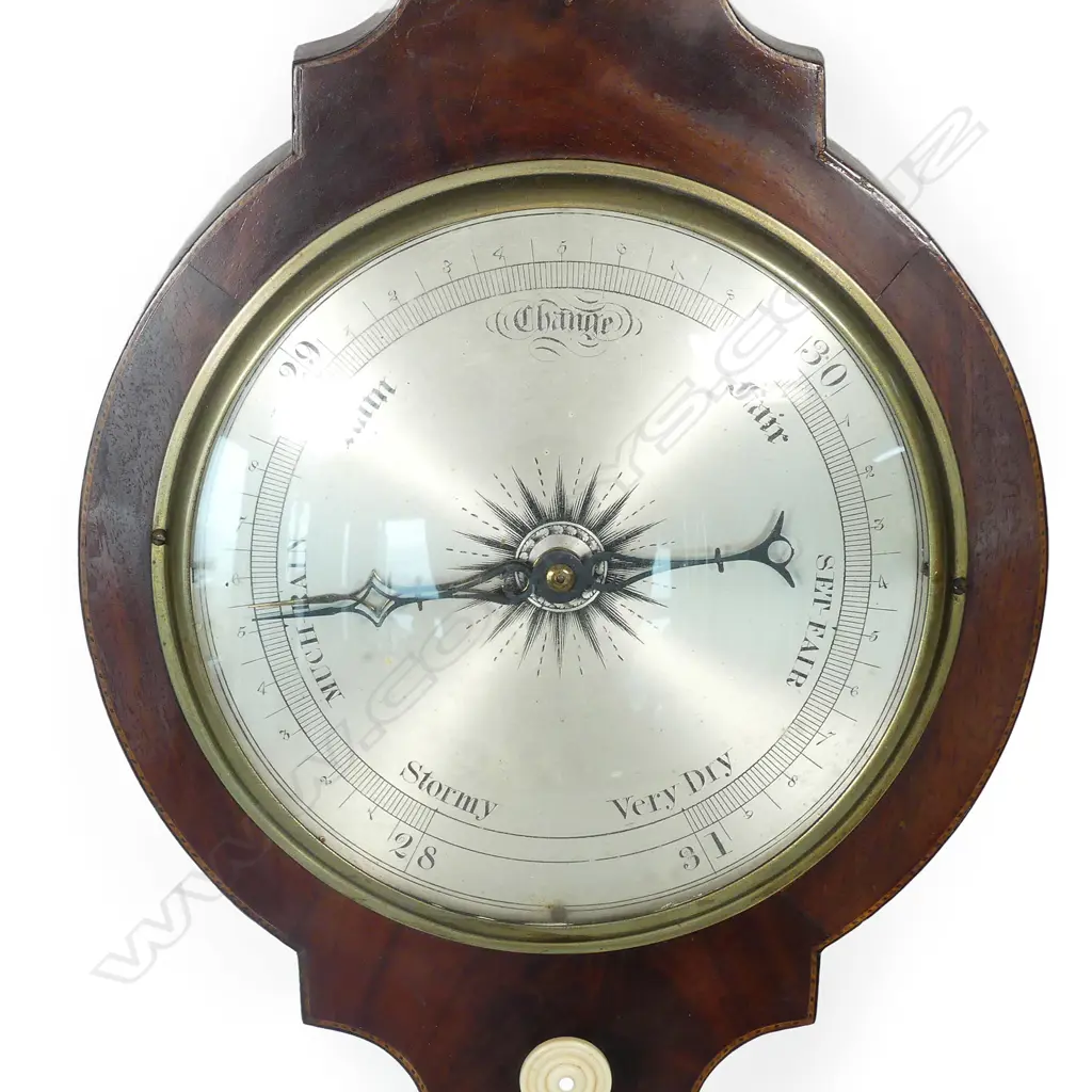 A Georgian mahogany banjo barometer Image 1++