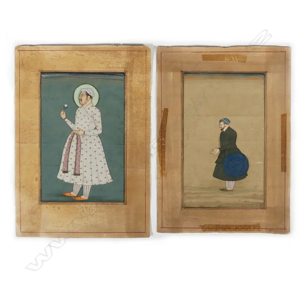 Two Indian miniature paintings of princes Image 1++