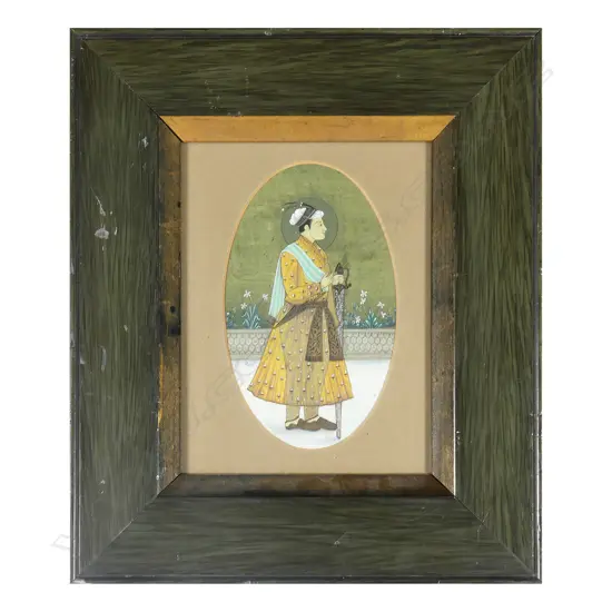 A 19thC Indian miniature of a Mughal prince