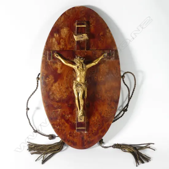 An early 20thC gilded spelter crucifix