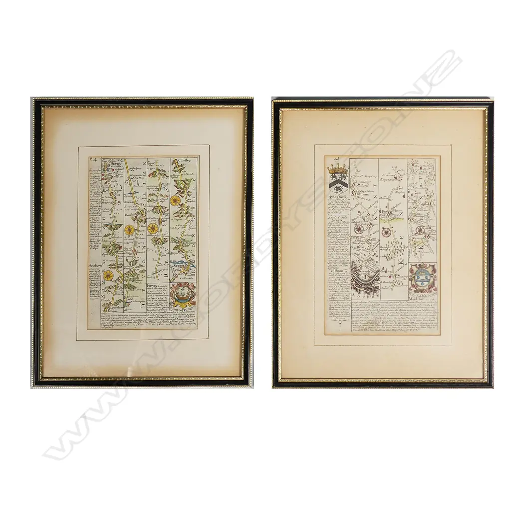 A pair of small English strip maps Image 1++