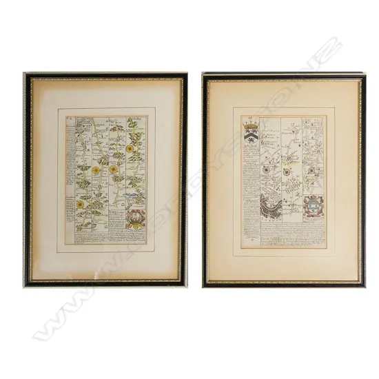 A pair of small English strip maps