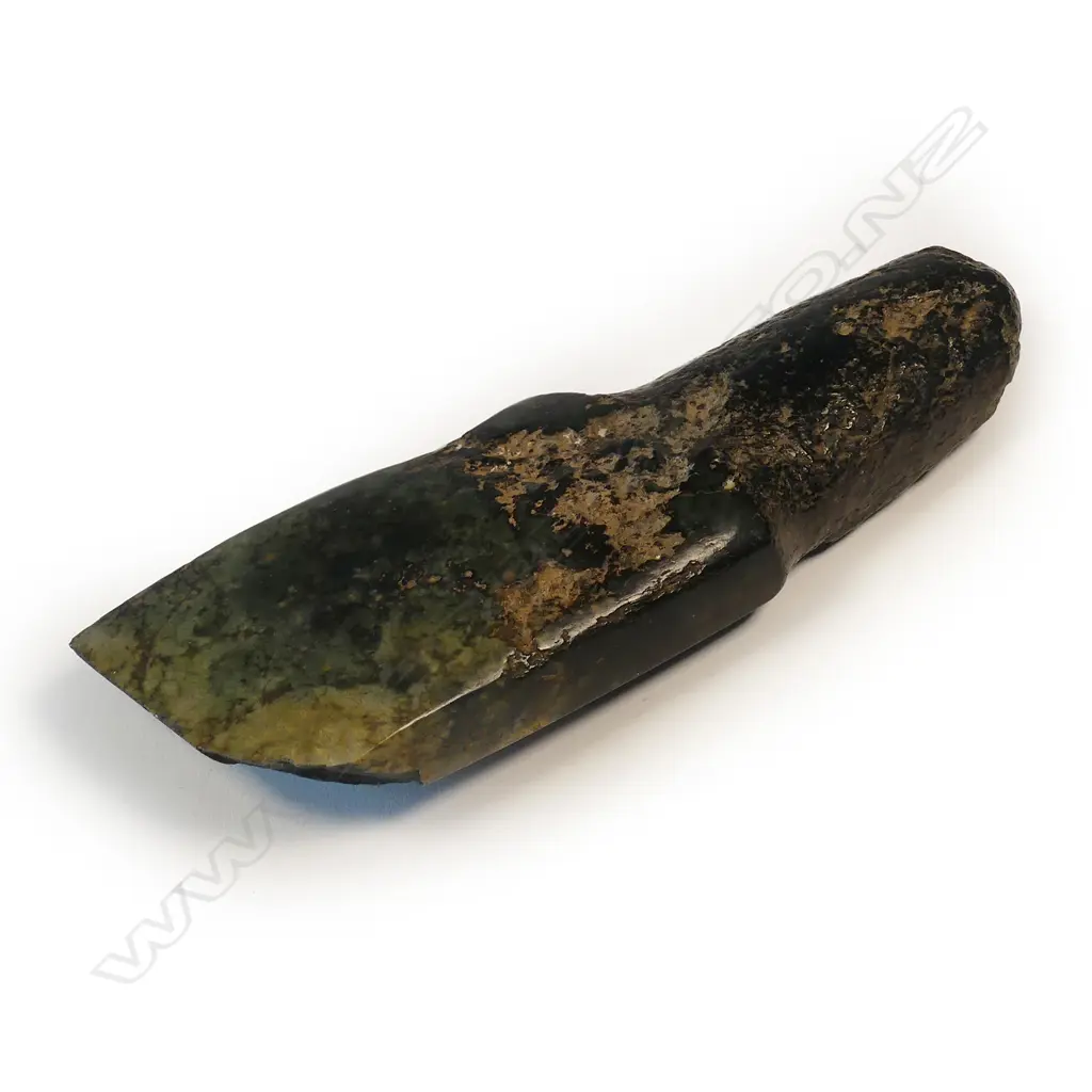 A pre-European Maori toki pounamu (greenstone adze) Image 1++