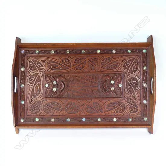 An early 20thC Maori carved kauri tray