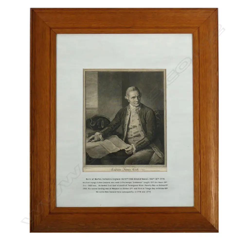 An 18thC steel engraving portrait of Captain James Cook Image 1++