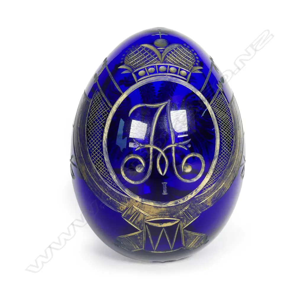 An Imperial Russian cobalt glass egg Image 1++