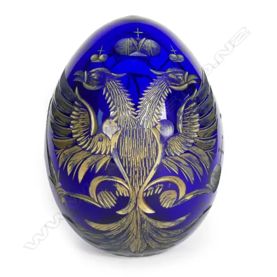 An Imperial Russian cobalt glass egg
