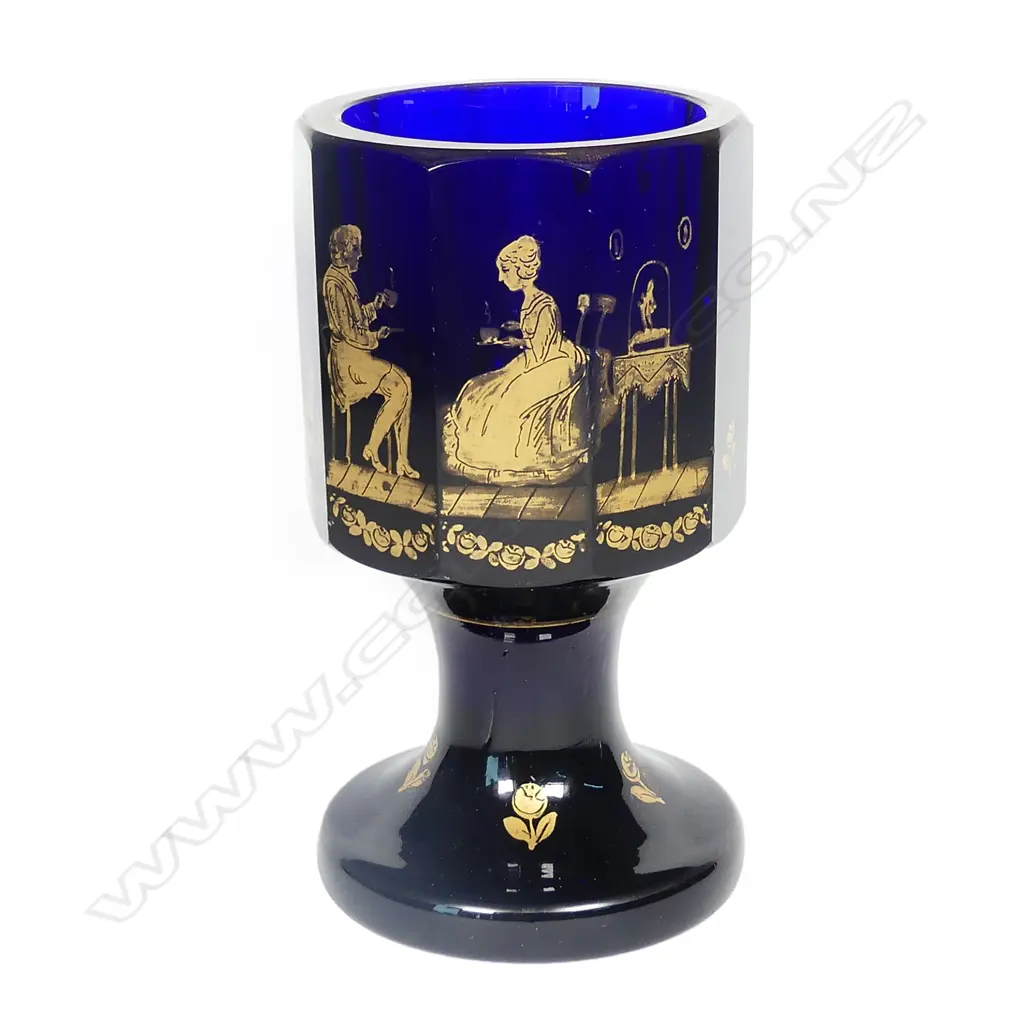 An early 19thC Russian cobalt glass goblet Image 1++