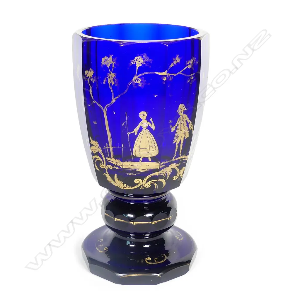 An early 19thC Russian cobalt glass goblet Image 1++