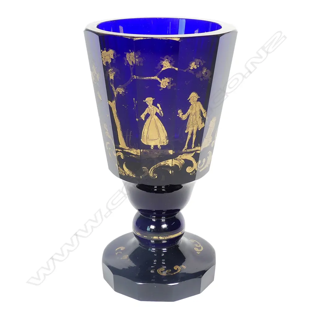 An early 19thC Russian cobalt glass goblet Image 1++