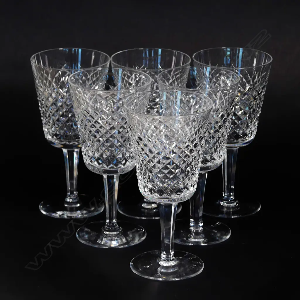 A set of six Waterford crystal large wine glasses Image 1++