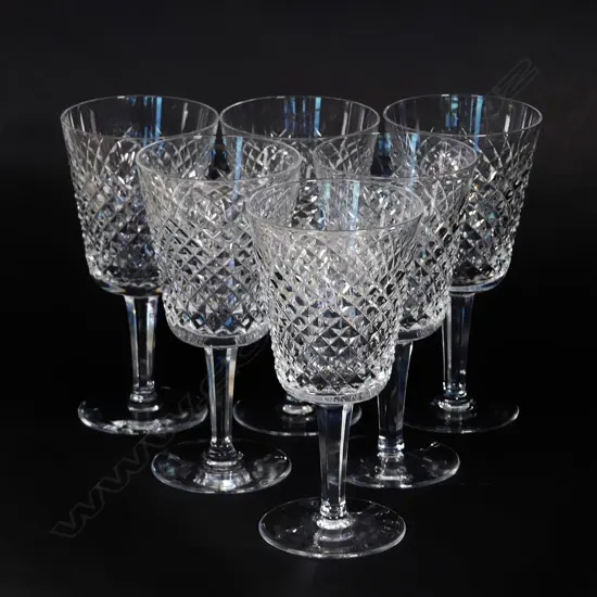 A set of six Waterford crystal large wine glasses