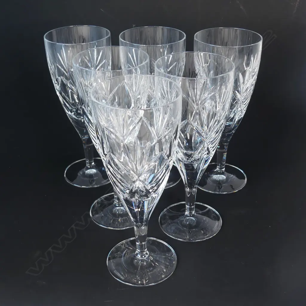 A set of six Waterford crystal large red wine glasses Image 1++
