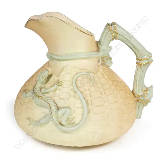 A Royal Worcester blush ivory lizard jug