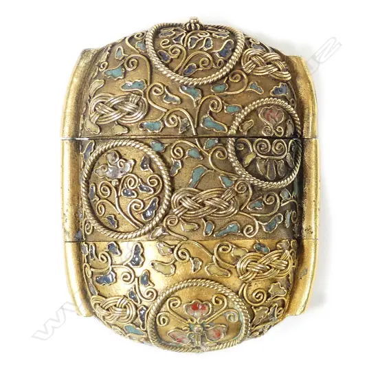 A small Japanese three section gilt metal inro