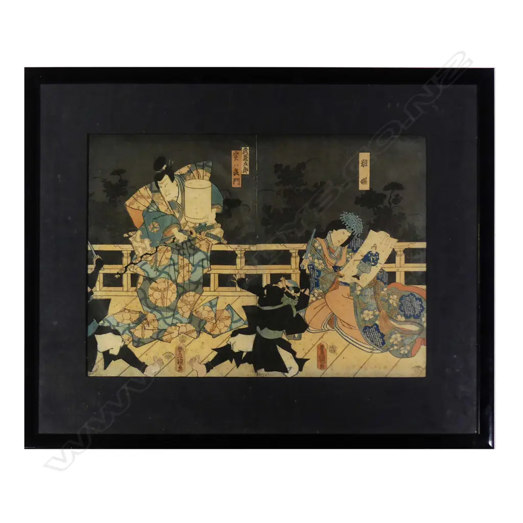 Toyokuni III (1786-1864) [aka Kunisada] ukiyo-e woodblock diptych Image 1++